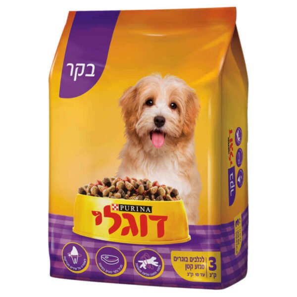 דוגלי בקר לכלב בוגר מגזע קטן – 3-קג